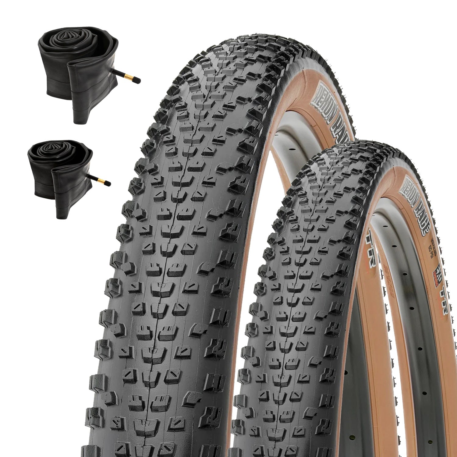 2-Pack 27.5” Rekon Race Tan Wall Bike for Mountain Bikes & Electric Bikes with Inner Tubes (2) 60 TPI, 27.5" x 2.25", Total of 2