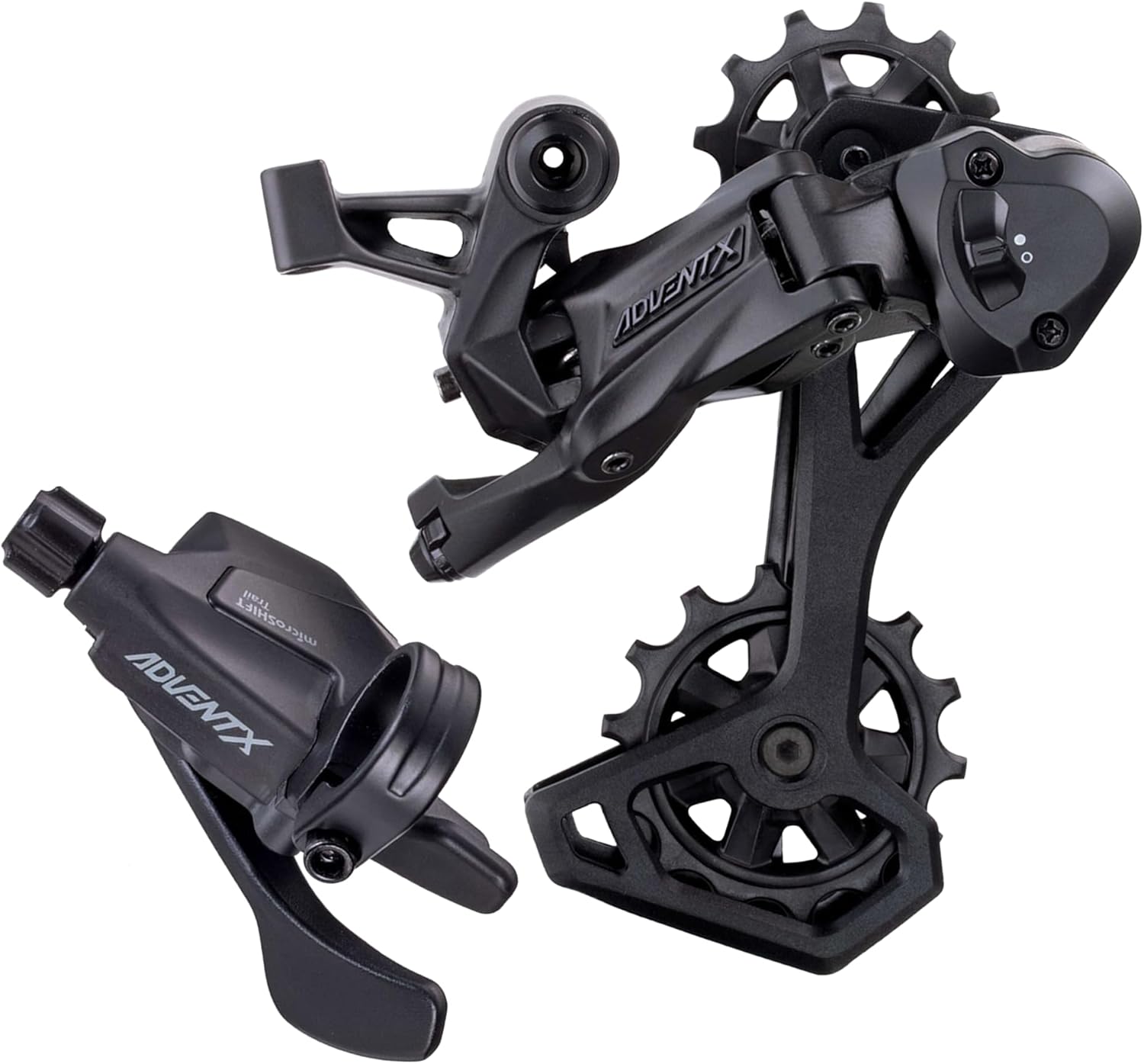 Microshift AdventX 10sp Rear Derailleur with Clutch Groupset, Right-Hand Shifter, Black
